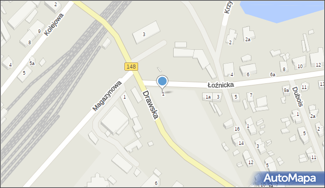 Łobez, Łoźnicka, 1, mapa Łobez