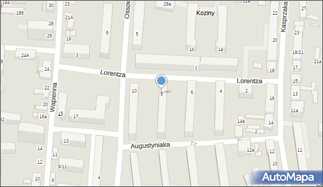 Łódź, Lorentza Zygmunta, 8, mapa Łodzi