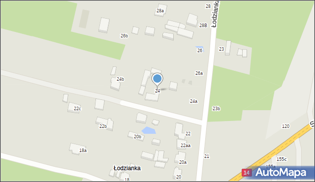 Łódź, Łodzianka, 24, mapa Łodzi