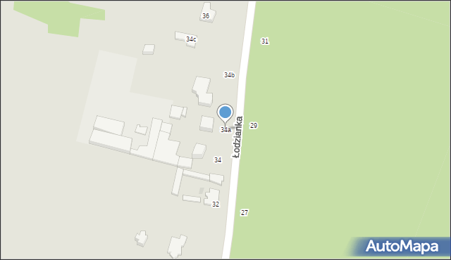 Łódź, Łodzianka, 34a, mapa Łodzi
