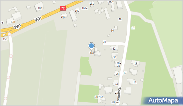 Łódź, Łomnicka, 32a, mapa Łodzi