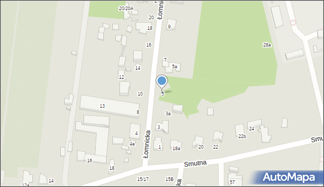 Łódź, Łomnicka, 5, mapa Łodzi