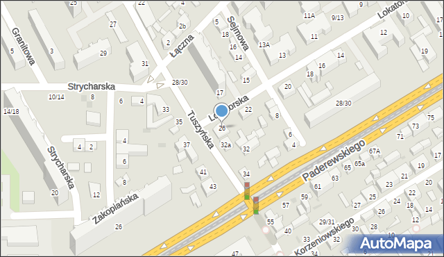Łódź, Lokatorska, 26, mapa Łodzi