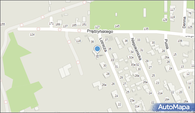 Łódź, Lotnicza, 32, mapa Łodzi
