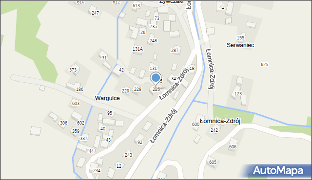 Łomnica-Zdrój, Łomnica-Zdrój, 225, mapa Łomnica-Zdrój