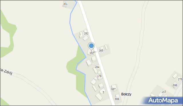 Łomnica-Zdrój, Łomnica-Zdrój, 332, mapa Łomnica-Zdrój
