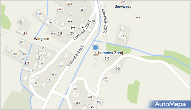 Łomnica-Zdrój, Łomnica-Zdrój, 600, mapa Łomnica-Zdrój