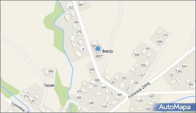 Łomnica-Zdrój, Łomnica-Zdrój, 668, mapa Łomnica-Zdrój