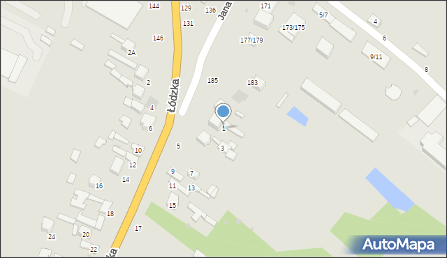 Łowicz, Łódzka, 1, mapa Łowicza