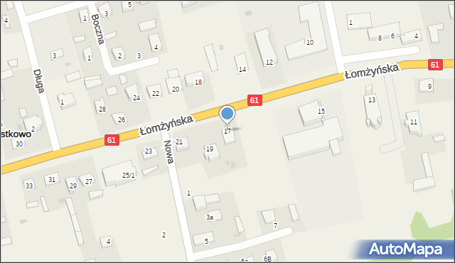 Miastkowo, Łomżyńska, 17, mapa Miastkowo