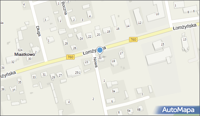 Miastkowo, Łomżyńska, 21, mapa Miastkowo