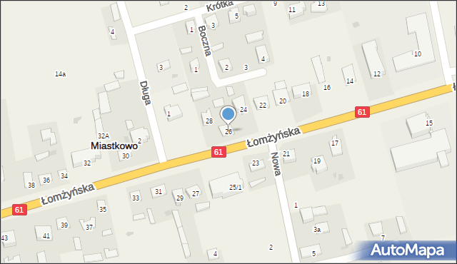 Miastkowo, Łomżyńska, 26, mapa Miastkowo