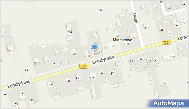 Miastkowo, Łomżyńska, 36, mapa Miastkowo