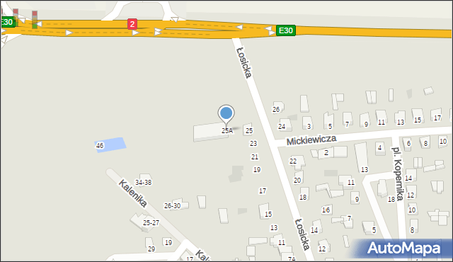 Międzyrzec Podlaski, Łosicka, 25A, mapa Międzyrzec Podlaski