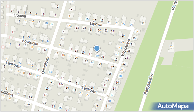 Mielec, Łowiecka, 19, mapa Mielca