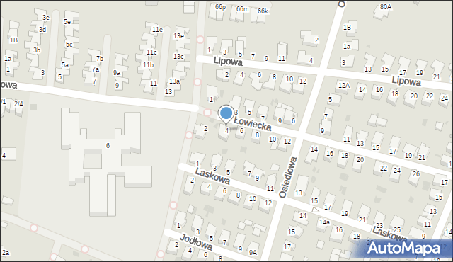 Mielec, Łowiecka, 4, mapa Mielca