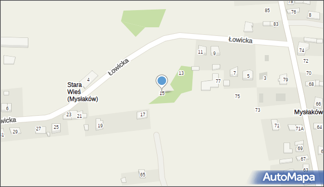Mysłaków, Łowicka, 15, mapa Mysłaków