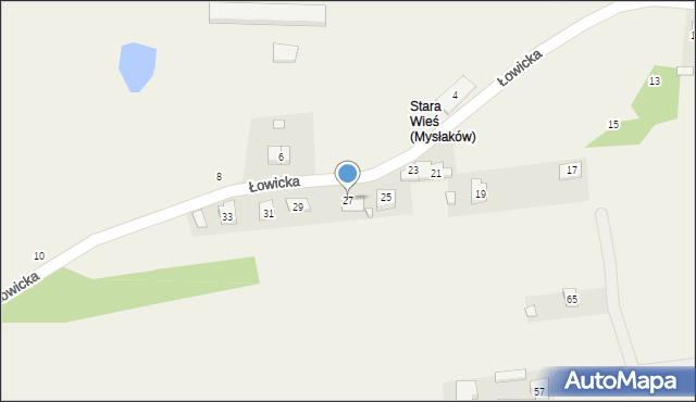 Mysłaków, Łowicka, 27, mapa Mysłaków