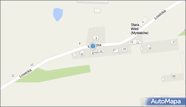 Mysłaków, Łowicka, 31, mapa Mysłaków