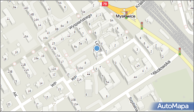 Mysłowice, Lompy Józefa, 1, mapa Mysłowice