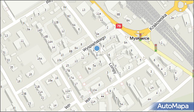 Mysłowice, Lompy Józefa, 7, mapa Mysłowice