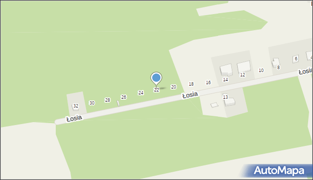 Nowe Budy, Łosia, 22, mapa Nowe Budy