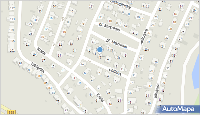 Olsztyn, Łódzka, 5, mapa Olsztyna