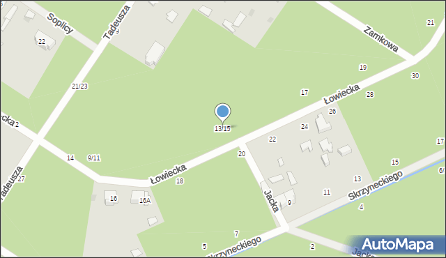 Otwock, Łowiecka, 13/15, mapa Otwock