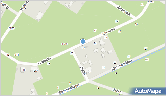 Otwock, Łowiecka, 22, mapa Otwock