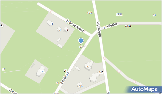 Otwock, Łowiecka, 27, mapa Otwock