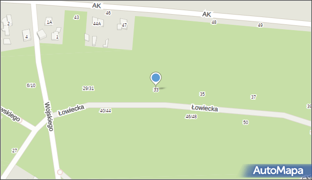 Otwock, Łowiecka, 33, mapa Otwock