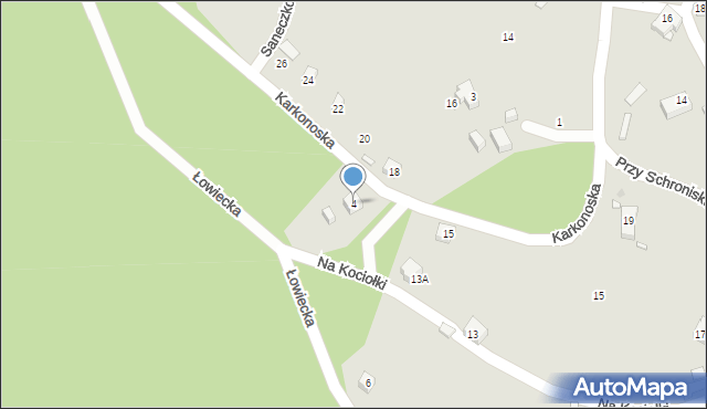 Piechowice, Łowiecka, 4, mapa Piechowice