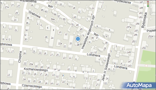 Piekary Śląskie, Londnera Henryka, 18, mapa Piekary Śląskie