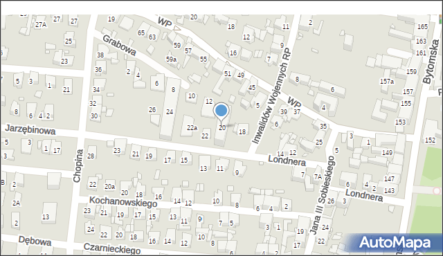 Piekary Śląskie, Londnera Henryka, 20, mapa Piekary Śląskie