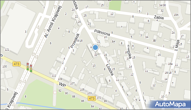 Piotrków Trybunalski, Łódzka, 12, mapa Piotrków Trybunalski