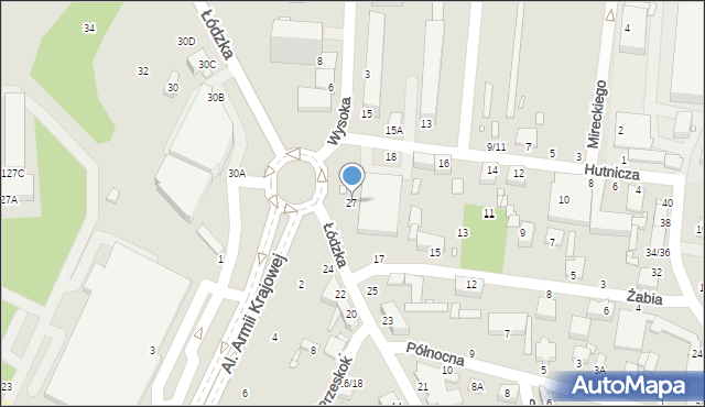 Piotrków Trybunalski, Łódzka, 27, mapa Piotrków Trybunalski