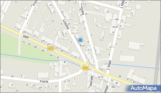 Piotrków Trybunalski, Łódzka, 7, mapa Piotrków Trybunalski