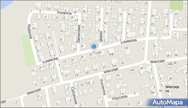 Piotrków Trybunalski, Łowiecka, 24, mapa Piotrków Trybunalski