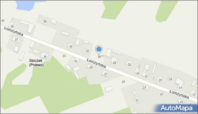 Pniewo, Łomżyńska, 30, mapa Pniewo