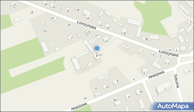 Pniewo, Łomżyńska, 9, mapa Pniewo