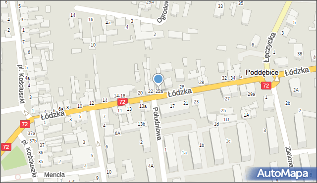 Poddębice, Łódzka, 22a, mapa Poddębice