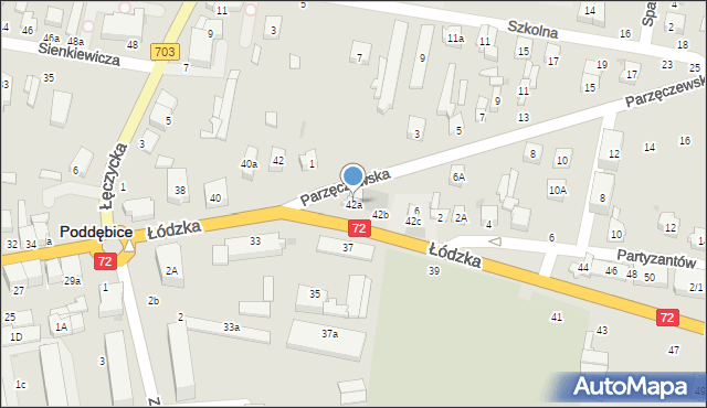 Poddębice, Łódzka, 42a, mapa Poddębice