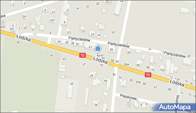 Poddębice, Łódzka, 52, mapa Poddębice