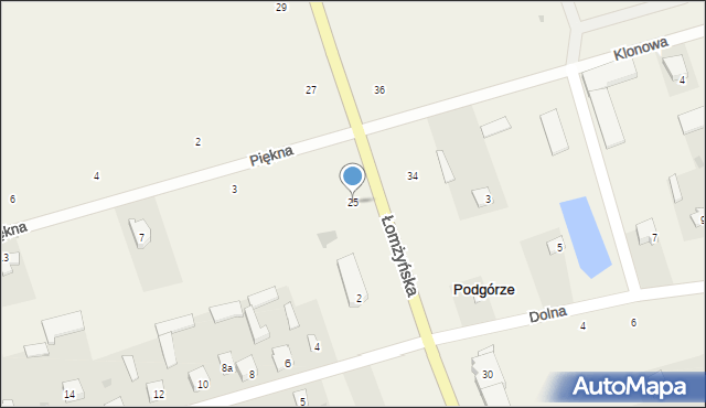 Podgórze, Łomżyńska, 25, mapa Podgórze