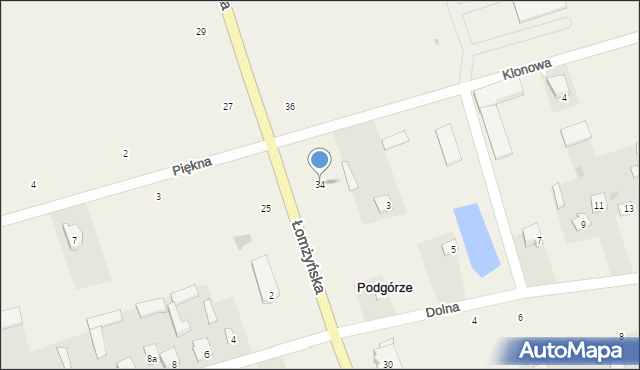 Podgórze, Łomżyńska, 34, mapa Podgórze