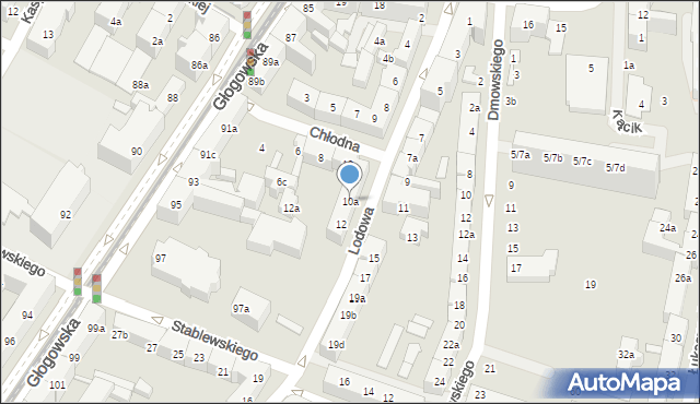 Poznań, Lodowa, 10a, mapa Poznania