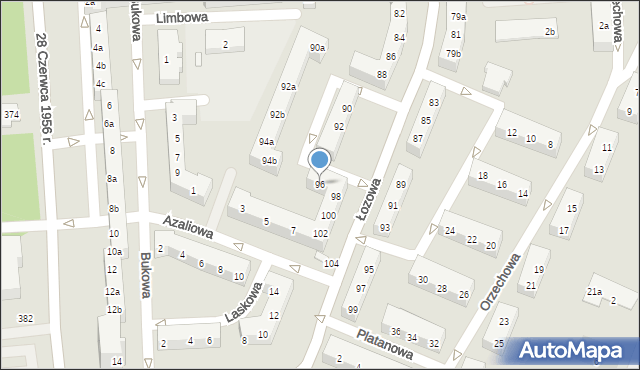 Poznań, Łozowa, 96, mapa Poznania