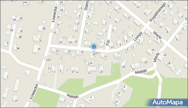 Pszczyna, Lompy Józefa, 13, mapa Pszczyny