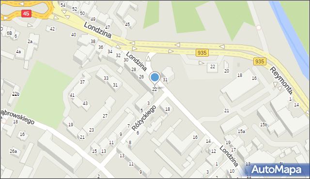 Racibórz, Londzina Józefa, ks., 22, mapa Racibórz