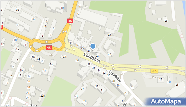 Racibórz, Londzina Józefa, ks., 48A, mapa Racibórz